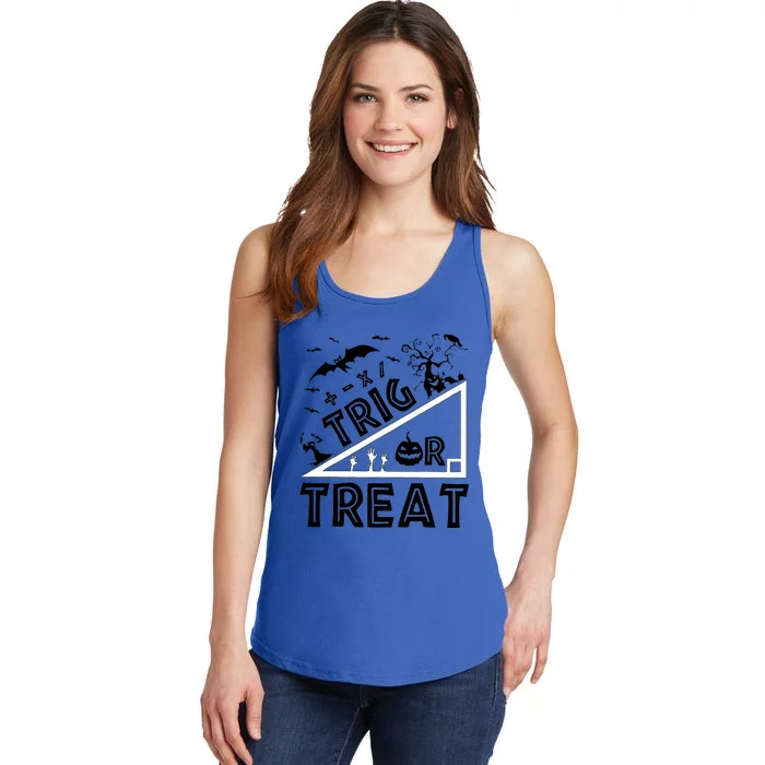 Halloween Math Teacher Trig Or Treat Student School College Ladies Essential Tank