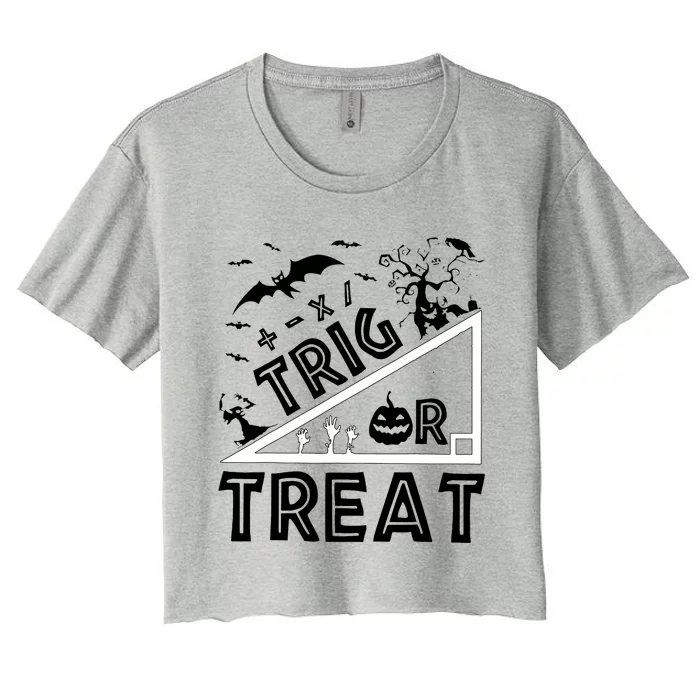 Halloween Math Teacher Trig Or Treat Student School College Women's Crop Top Tee