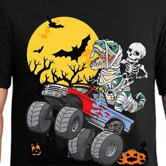 Halloween Monster Truck Pumpkin Mummy Dinosaur T rex Pajama Set