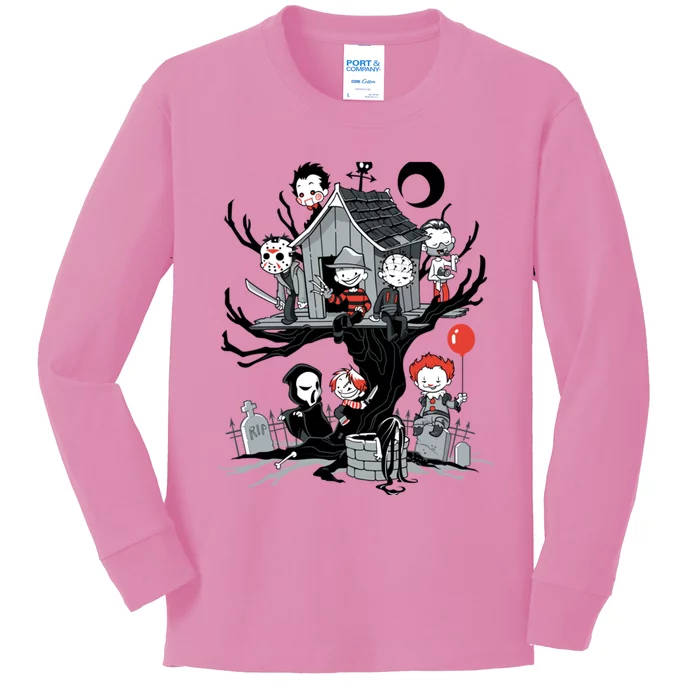 Horror Movie Tree House Funny Halloween Kids Long Sleeve Shirt