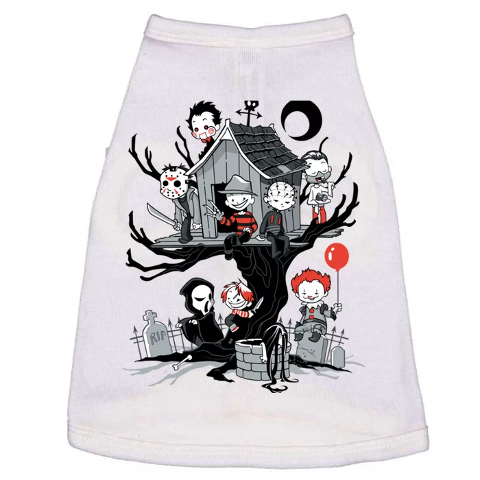 Horror Movie Tree House Funny Halloween Doggie Tank