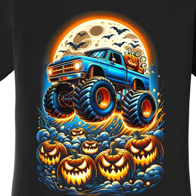 Halloween Monster Truck Jack O Lantern Boy Trick Treat Women's T-Shirt