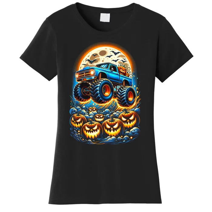 Halloween Monster Truck Jack O Lantern Boy Trick Treat Women's T-Shirt