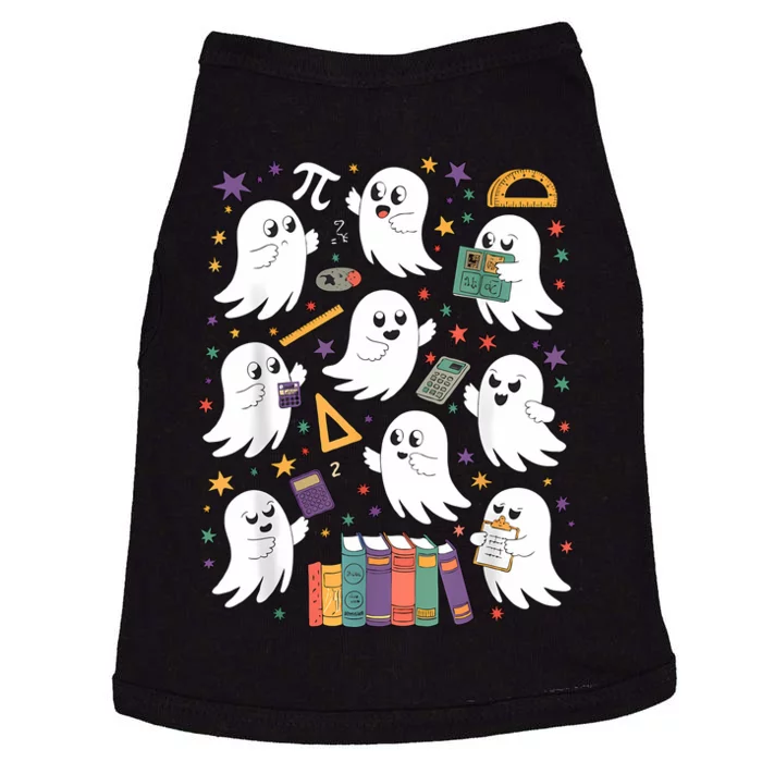 Halloween Math Teacher Ghost Math Teacher Spooky Halloween Doggie Tank