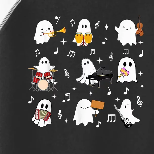 Halloween Music Teacher Ghost Playing Musical Instruments Toddler Fine Jersey T-Shirt