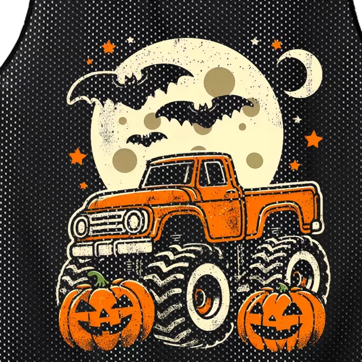 Halloween Monster Truck Pumpkin Halloween Mesh Reversible Basketball Jersey Tank