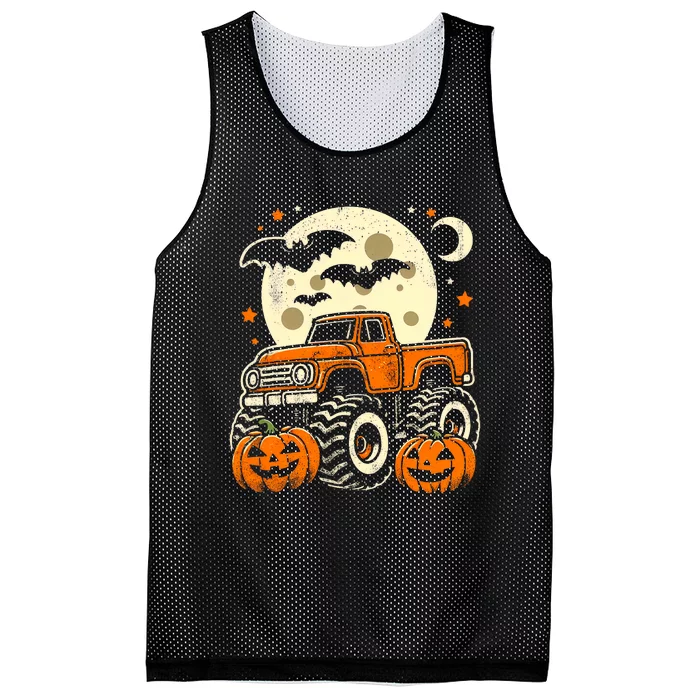 Halloween Monster Truck Pumpkin Halloween Mesh Reversible Basketball Jersey Tank