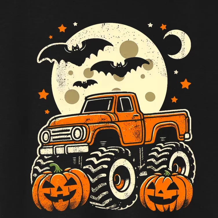 Halloween Monster Truck Pumpkin Halloween Women's Crop Top Tee