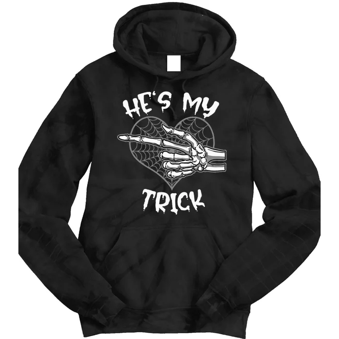 Hes My Trick Funny Halloween Matching Couple Girlfriend Tie Dye Hoodie