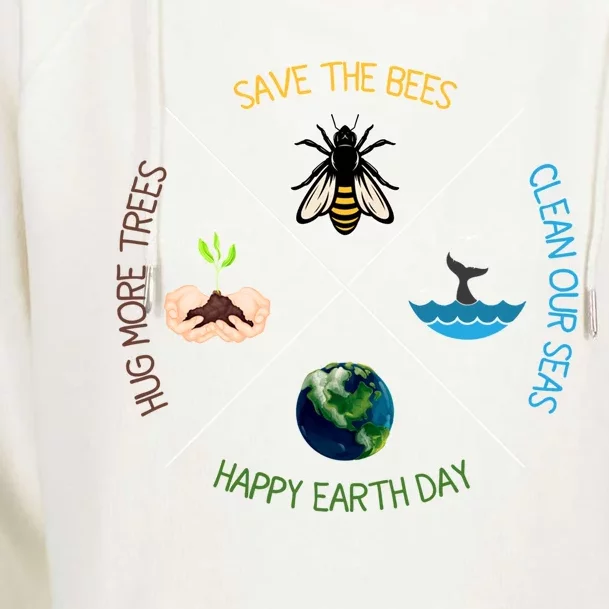 Hug More Trees Clean Seas Save Bees Earth Day Nature Lover Meaningful Gift Womens Funnel Neck Pullover Hood