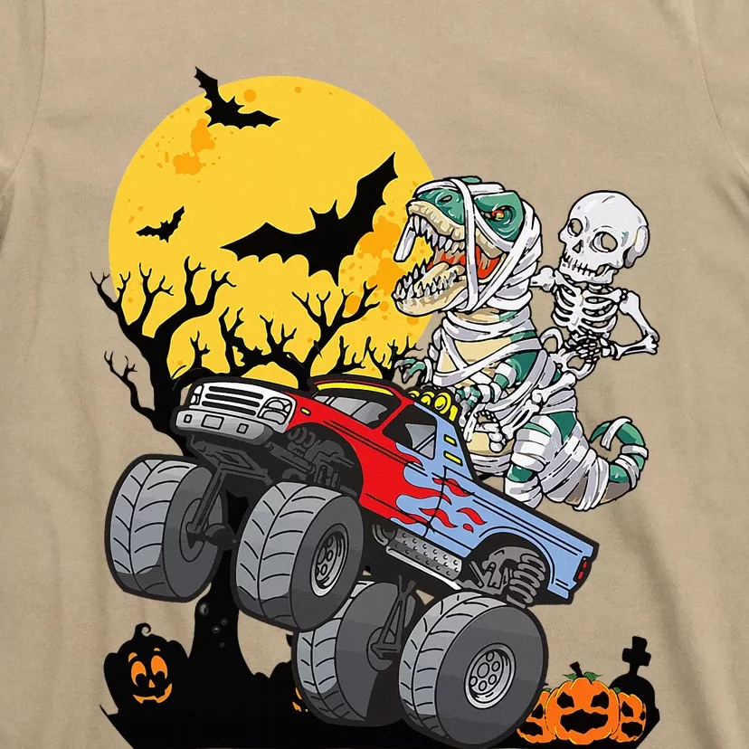 Halloween Monster Truck Pumpkin Mummy Dinosaur T Rex T-Shirt