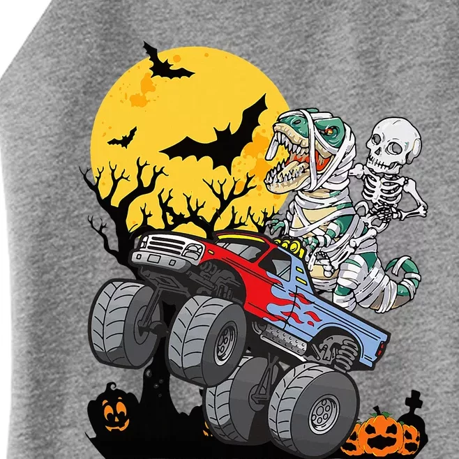 Halloween Monster Truck Pumpkin Mummy Dinosaur T Rex Women’s Perfect Tri Rocker Tank