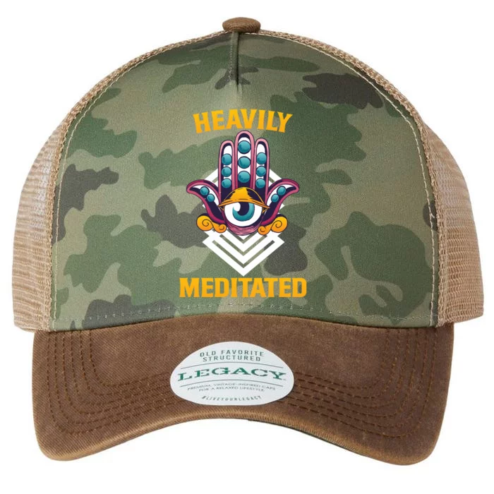 Heavily Meditated Third Eye Funny Yoga Meditation Quote Gift Legacy Tie Dye Trucker Hat