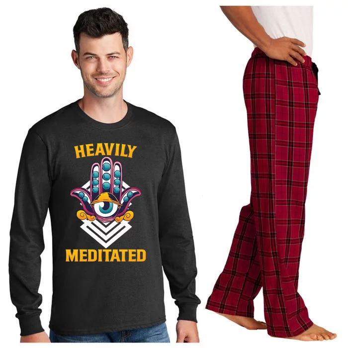 Heavily Meditated Third Eye Funny Yoga Meditation Quote Gift Long Sleeve Pajama Set