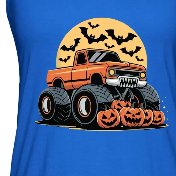 Halloween Monster Truck Pumpkins Ladies Essential Flowy Tank