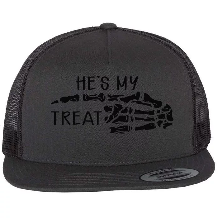 Hes My Treat Matching Couple Halloween Flat Bill Trucker Hat