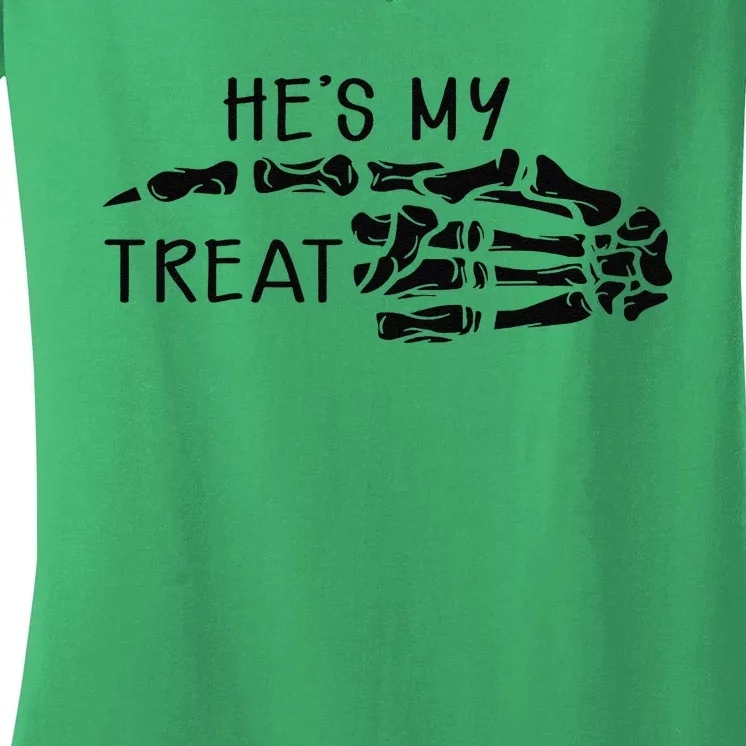 Hes My Treat Matching Couple Halloween Women's V-Neck T-Shirt