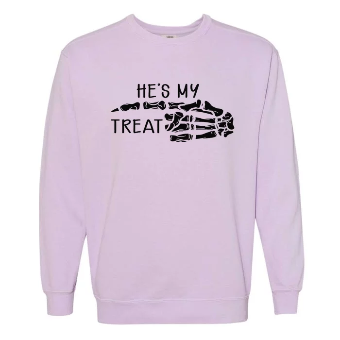 Hes My Treat Matching Couple Halloween Garment-Dyed Sweatshirt