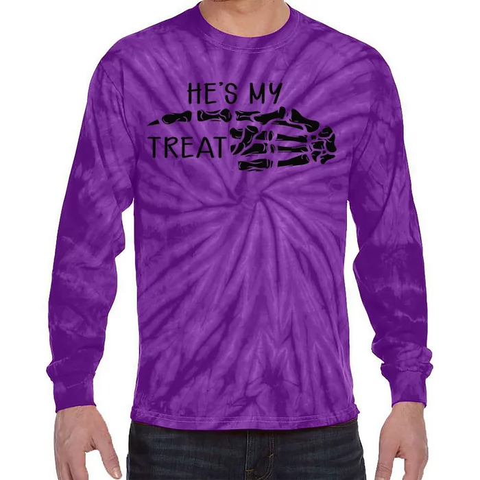 Hes My Treat Matching Couple Halloween Tie-Dye Long Sleeve Shirt