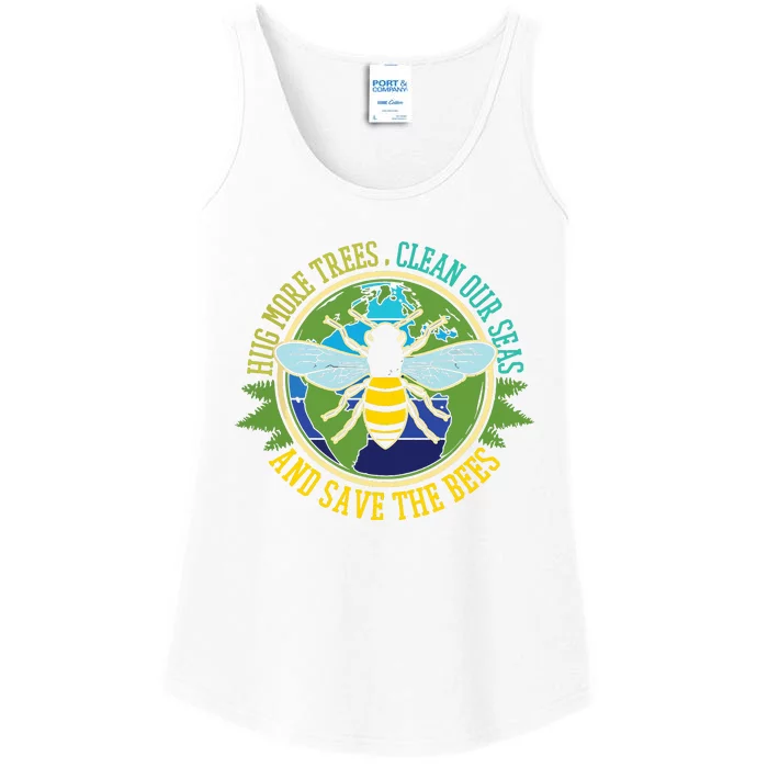 Hug More Trees Clean Seas Save Bees Nature Lover Earth Day Ladies Essential Tank