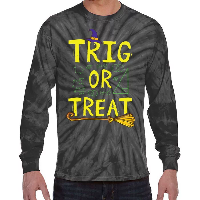 Halloween Math Teacher Trig Or Treat Student School College Tie-Dye Long Sleeve Shirt