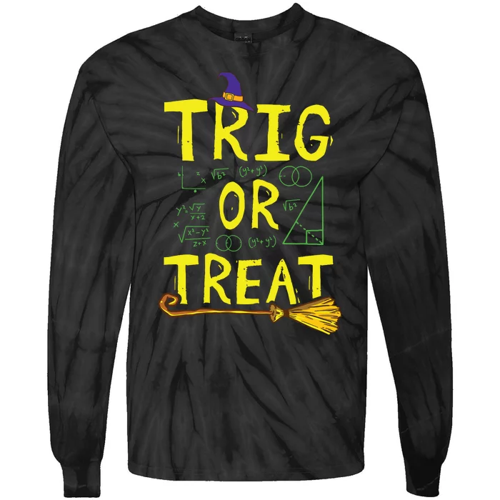 Halloween Math Teacher Trig Or Treat Student School College Tie-Dye Long Sleeve Shirt