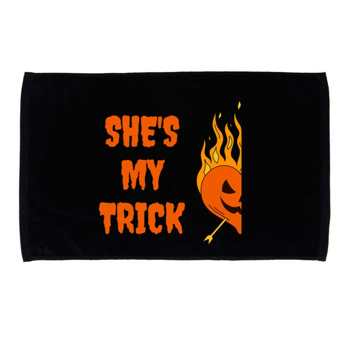 Hes My Treat Shes My Trick Halloween Matching Set Couples Gift Microfiber Hand Towel