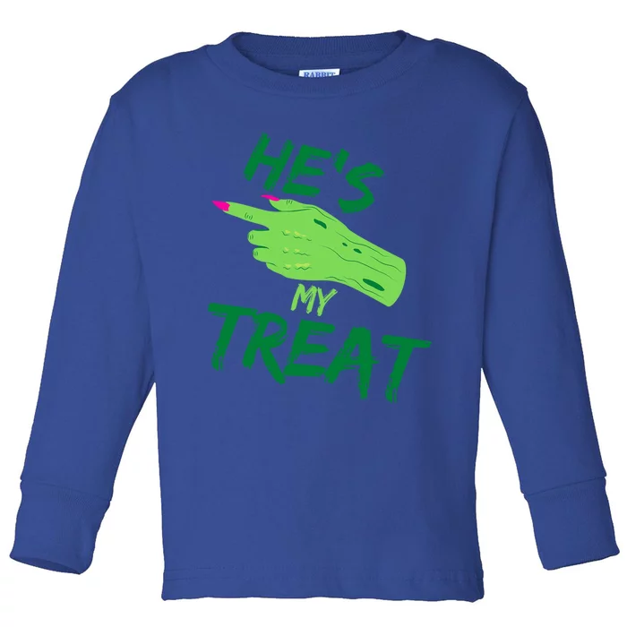 Hes My Treat Shes My Trick Halloween Matching Costume Gift Toddler Long Sleeve Shirt