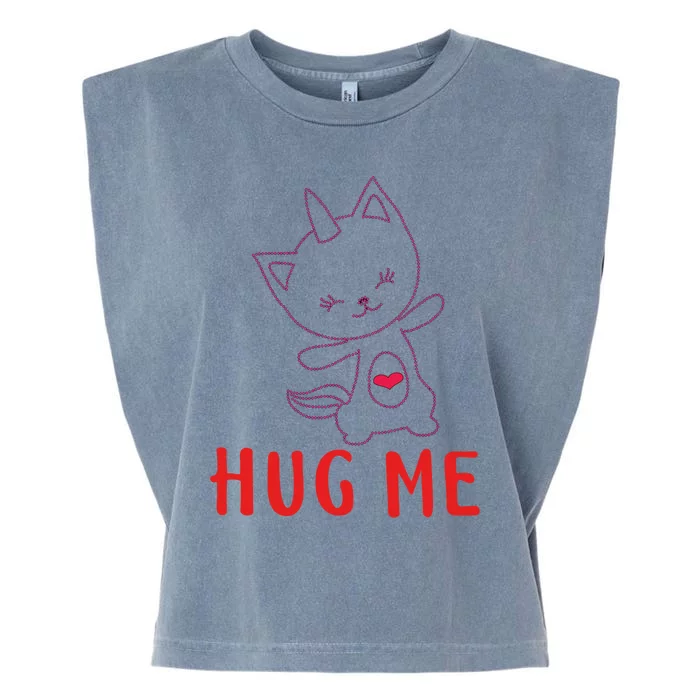 Hug Me Unicorn Cat Valentines Day Cat Unicorn Lovers Funny Gift Garment-Dyed Women's Muscle Tee