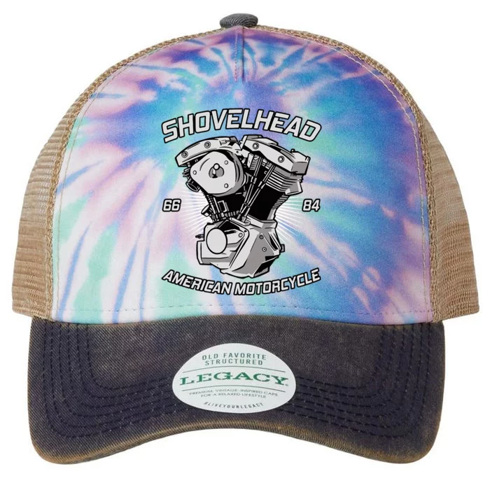 Hd Motorcycle Vtwin Shovelhead Engine Drawing Biker Legacy Tie Dye Trucker Hat