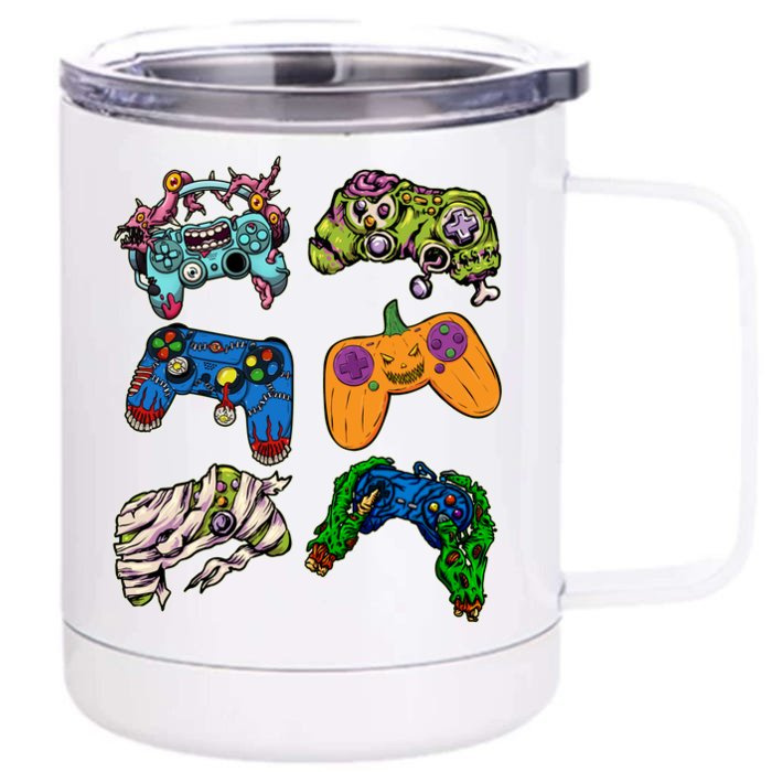 Halloween Monster Video Game Controllers Front & Back 12oz Stainless Steel Tumbler Cup