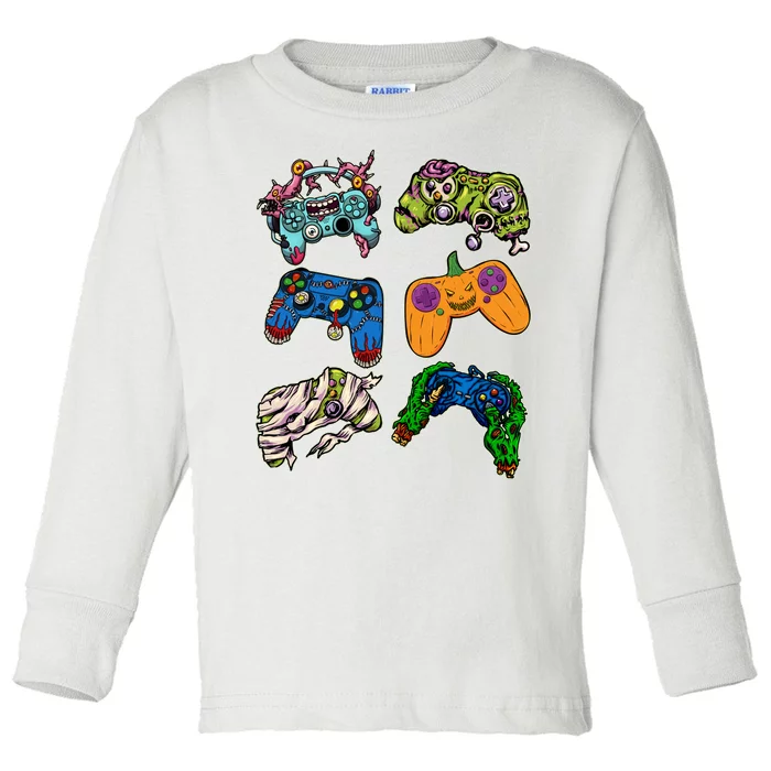 Halloween Monster Video Game Controllers Toddler Long Sleeve Shirt