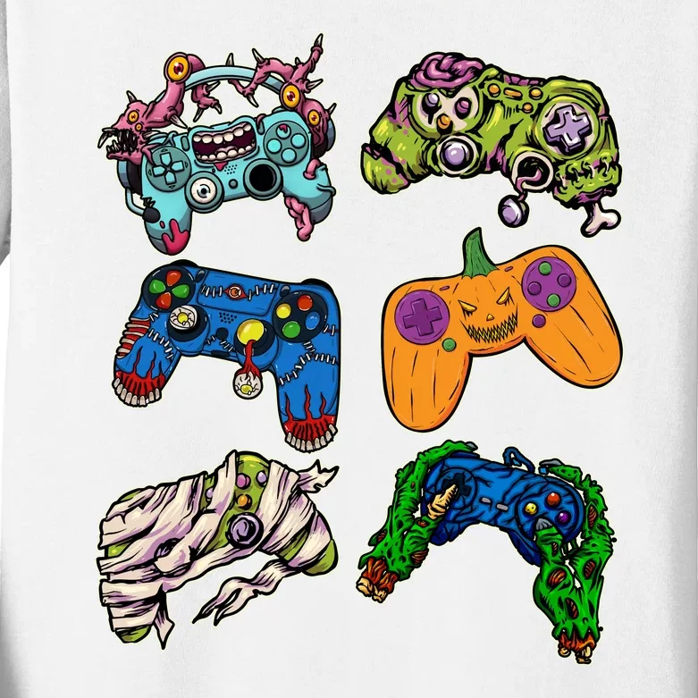 Halloween Monster Video Game Controllers Kids Long Sleeve Shirt