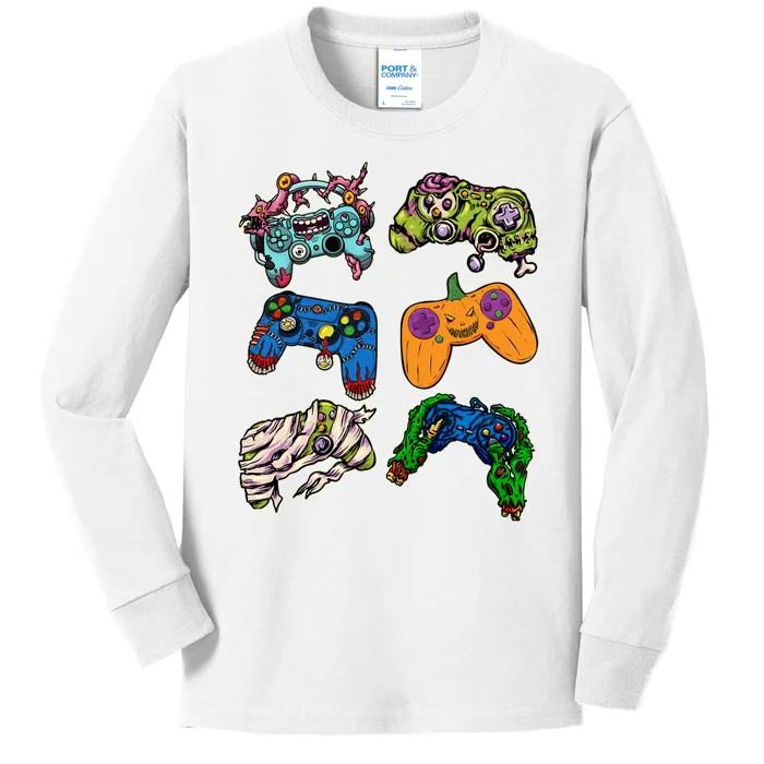 Halloween Monster Video Game Controllers Kids Long Sleeve Shirt