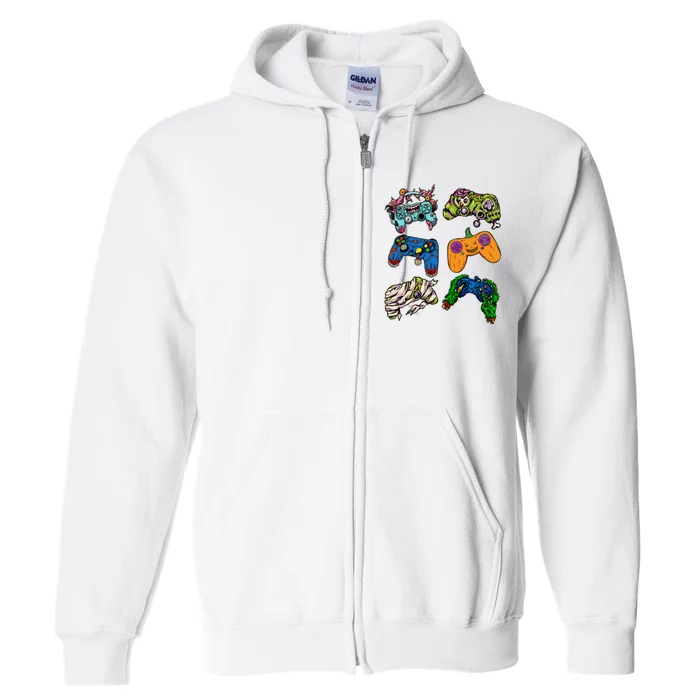 Halloween Monster Video Game Controllers Full Zip Hoodie