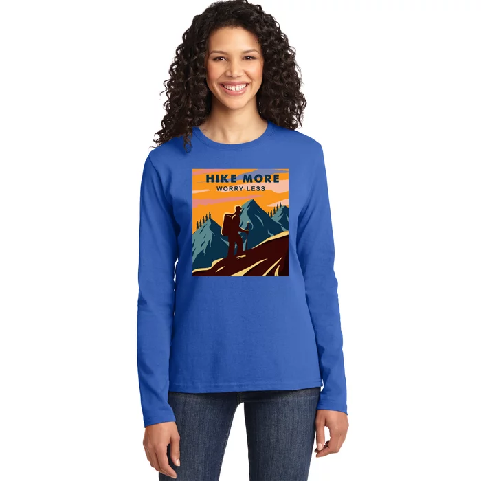 Hike More Worry Less Camping Gift Ladies Long Sleeve Shirt