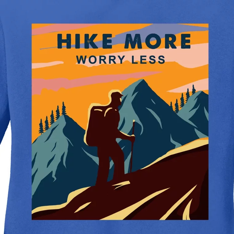 Hike More Worry Less Camping Gift Ladies Long Sleeve Shirt