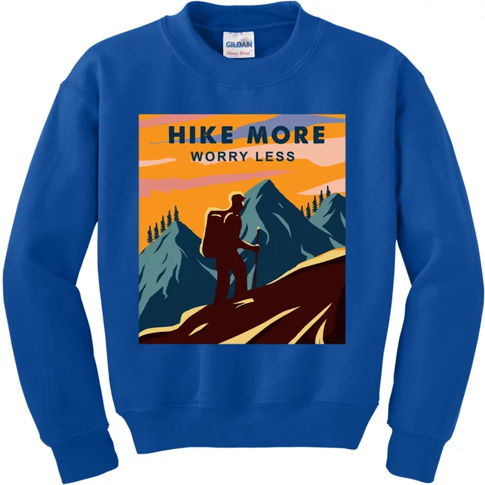 Hike More Worry Less Camping Gift Kids Sweatshirt