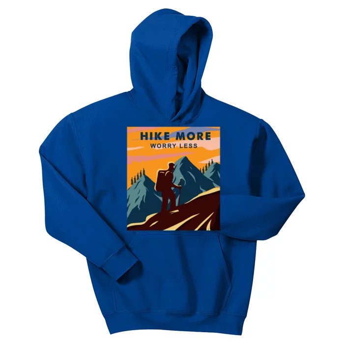 Hike More Worry Less Camping Gift Kids Hoodie