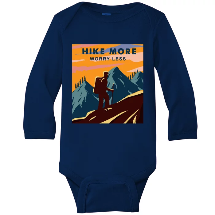 Hike More Worry Less Camping Gift Baby Long Sleeve Bodysuit