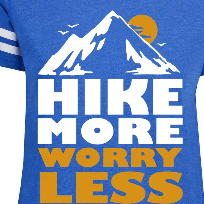 Hike More Worry Less Fun Hiking And Camping Hiker Gift Enza Ladies Jersey Football T-Shirt