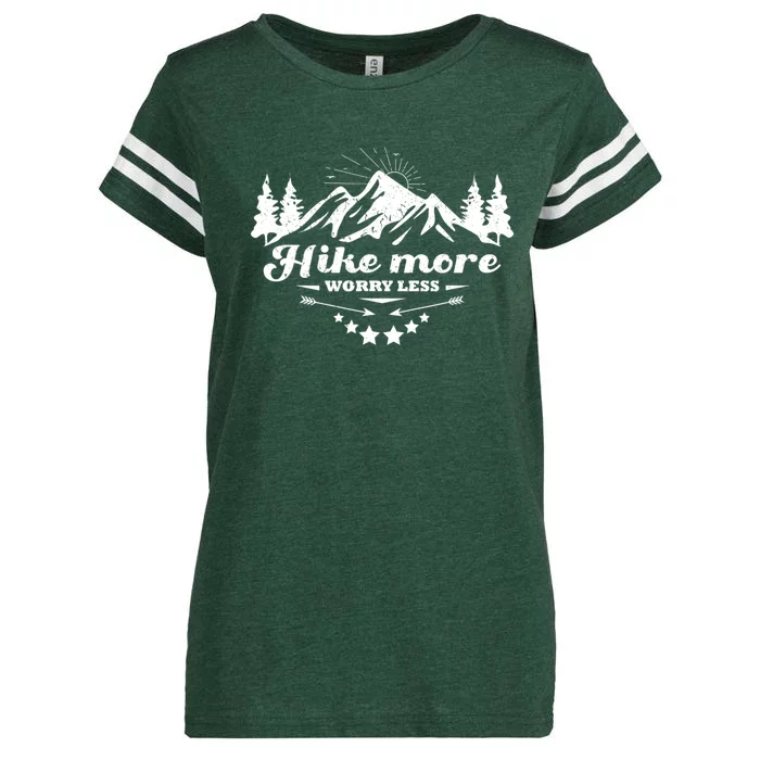 Hike More Worry Less Funny Nature Lovers Hiking Mountains Enza Ladies Jersey Football T-Shirt