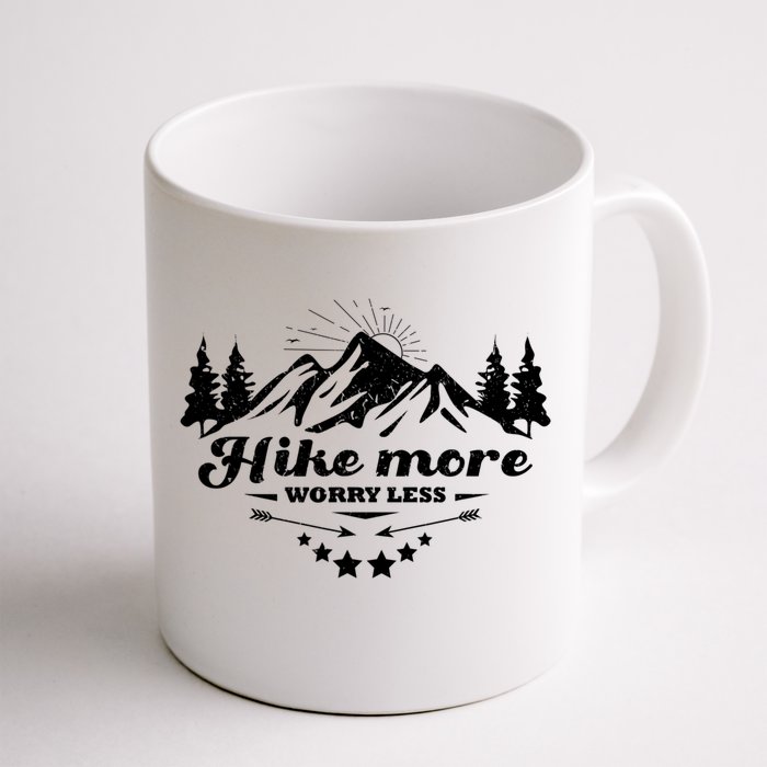 Hike More Worry Less Funny Nature Lovers Hiking Mountains Front & Back Coffee Mug