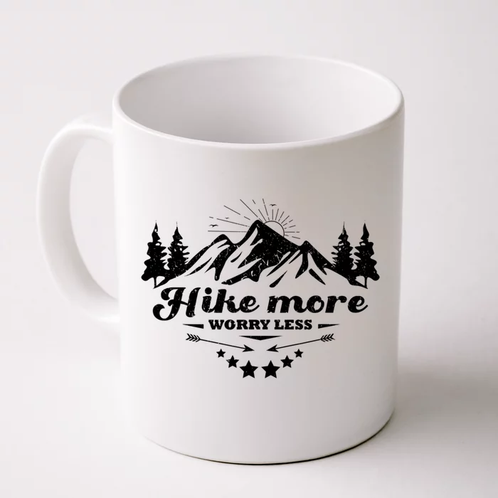 Hike More Worry Less Funny Nature Lovers Hiking Mountains Front & Back Coffee Mug