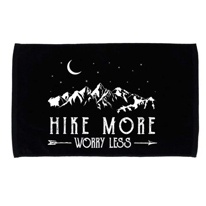 Hike More Worry Less Funny Nature Lovers Hiking Mountains Microfiber Hand Towel