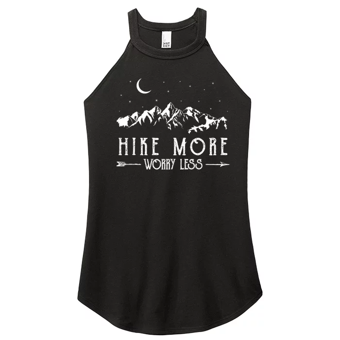 Hike More Worry Less Funny Nature Lovers Hiking Mountains Women’s Perfect Tri Rocker Tank