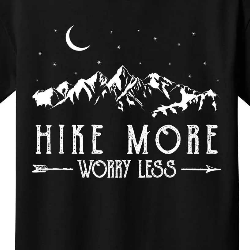 Hike More Worry Less Funny Nature Lovers Hiking Mountains Kids T-Shirt