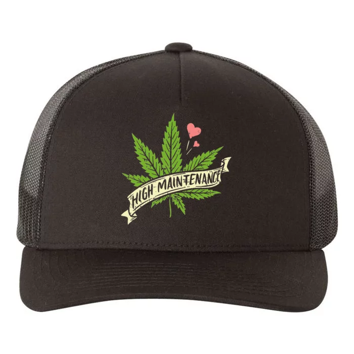 High Maintenance Weed Cannabis Pocket 420 THC Stoner Gift Yupoong Adult 5-Panel Trucker Hat