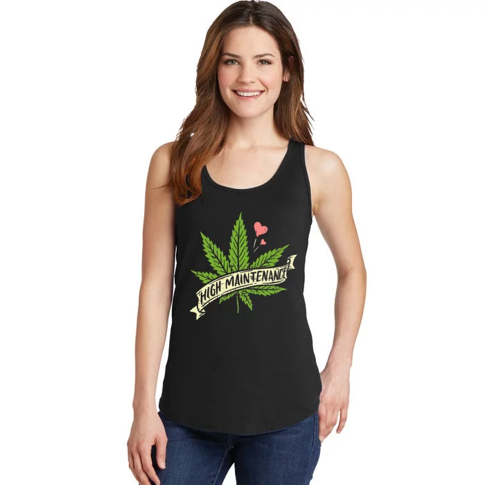 High Maintenance Weed Cannabis Pocket 420 THC Stoner Gift Ladies Essential Tank