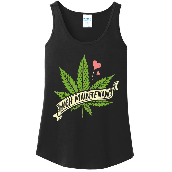 High Maintenance Weed Cannabis Pocket 420 THC Stoner Gift Ladies Essential Tank